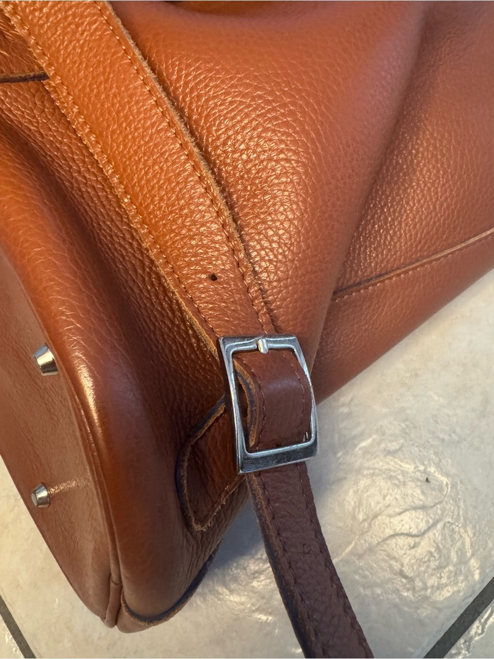 Terrida Luxury Travel Backpack Leather Brown/Blue Murano 16x14x6 - Picture 5 of 16